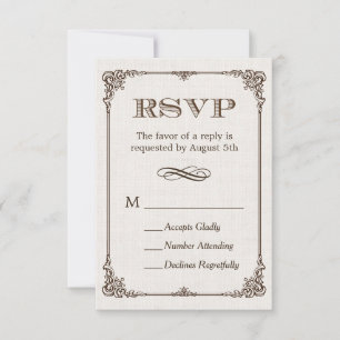 Tarjeta de respuesta RSVP con marco vintage de lin