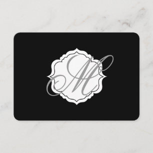 Tarjeta de respuesta RSVP con monograma en blanco 
