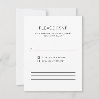 Tarjeta de respuesta RSVP con monograma moderno
