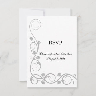 Tarjeta de respuesta / RSVP con remolinos de plata