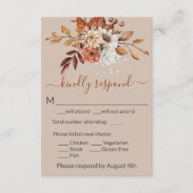 Tarjeta de respuesta RSVP con sobre de tono terros