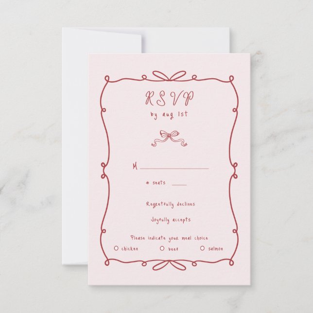 Tarjeta de respuesta RSVP con tira de arco de mano (Anverso)