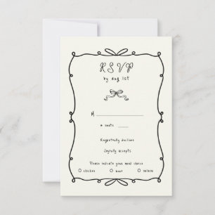 Tarjeta de respuesta RSVP con tira de arco de mano