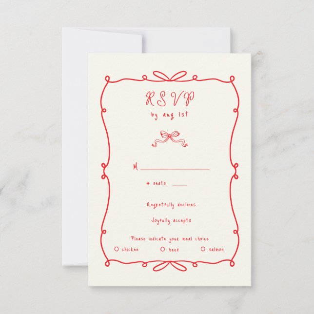 Tarjeta de respuesta RSVP con tira de arco de mano (Anverso)