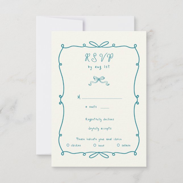 Tarjeta de respuesta RSVP con tira de arco de mano (Anverso)