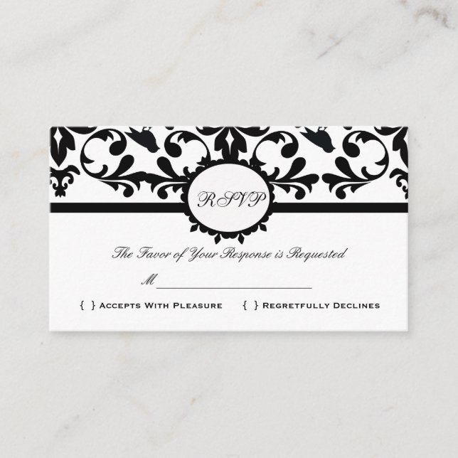 Tarjeta de respuesta RSVP Damask Vintage Custom We (Anverso)