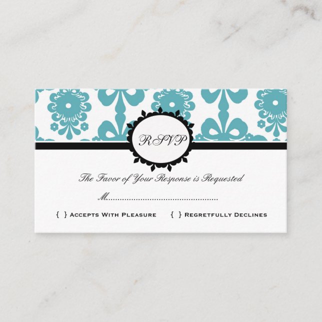 Tarjeta de respuesta RSVP Damask Vintage Custom We (Anverso)