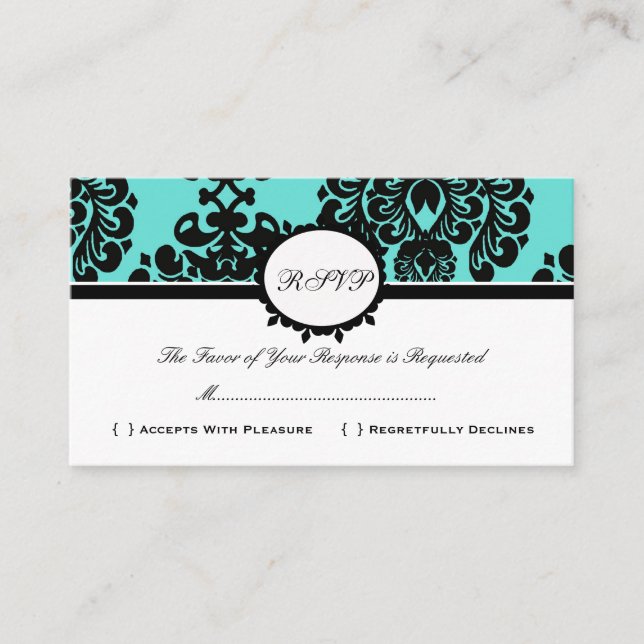 Tarjeta de respuesta RSVP Damask Vintage Custom We (Anverso)
