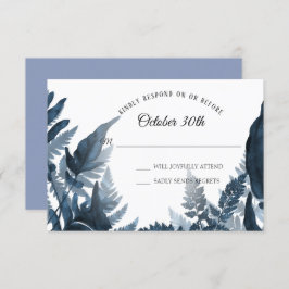 Tarjeta de respuesta RSVP de acuarela boho azul mo