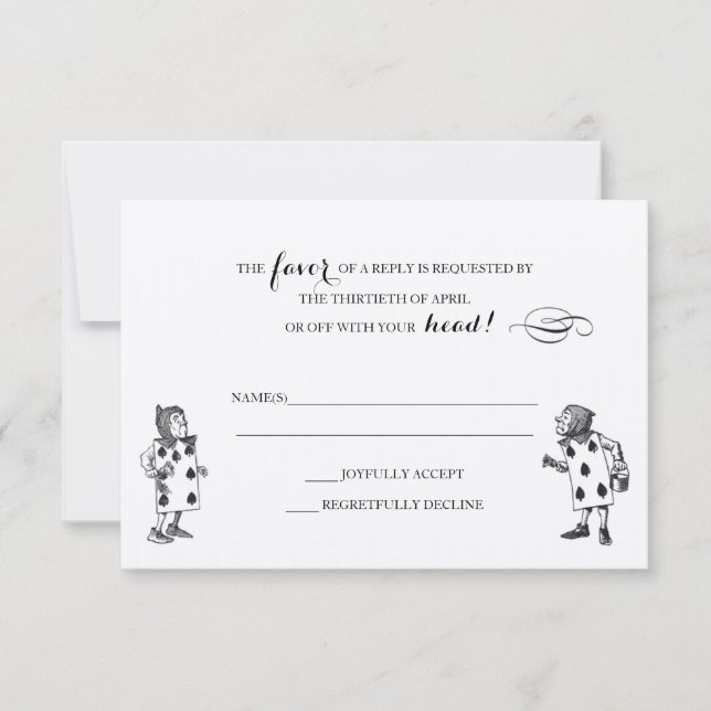 Tarjeta de respuesta RSVP de Alice in Wonderland (Anverso)