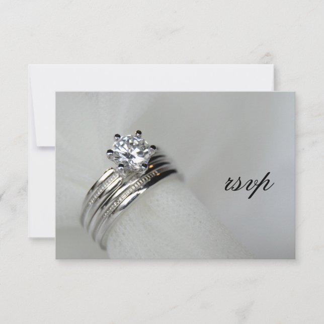 Tarjeta de respuesta RSVP de anillos de boda (Anverso)