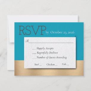 Tarjeta de respuesta RSVP de Aqua Verde azulada y 