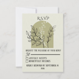 Tarjeta de respuesta RSVP de arco de verde salvia