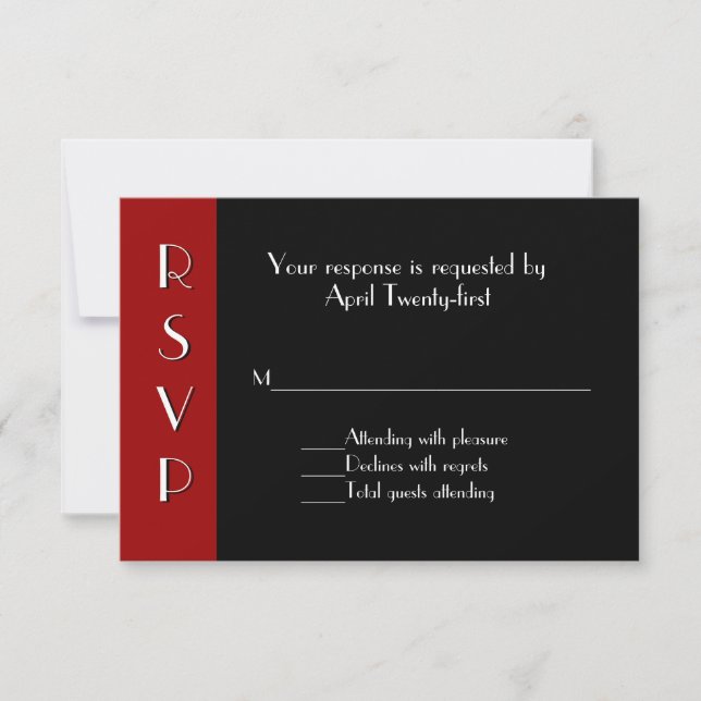 Tarjeta de respuesta RSVP de Art Deco para todos l (Anverso)