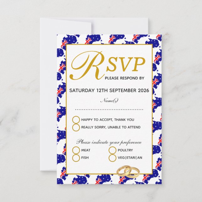 Tarjeta de respuesta RSVP de AUSTRALIA Wedding (Anverso)