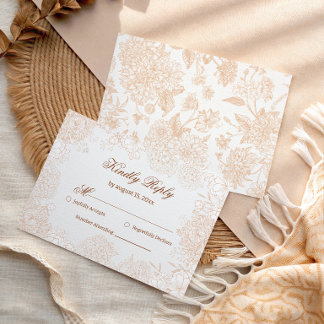 Tarjeta de respuesta RSVP de beige botánico suave