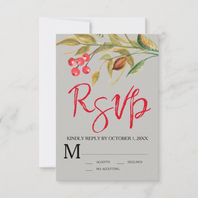 Tarjeta de respuesta RSVP de Berries & Brands de c (Anverso)