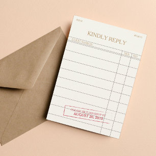 Tarjeta de respuesta RSVP de biblioteca antigua