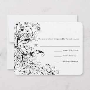 Tarjeta de respuesta RSVP de Birds & Swirls Wedds