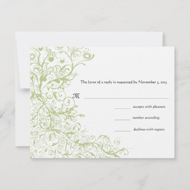 Tarjeta de respuesta RSVP de Birds & Swirls Wedds (Anverso)