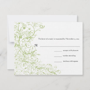 Tarjeta de respuesta RSVP de Birds & Swirls Wedds
