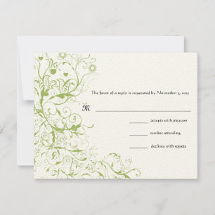 Tarjeta de respuesta RSVP de Birds & Swirls Wedds