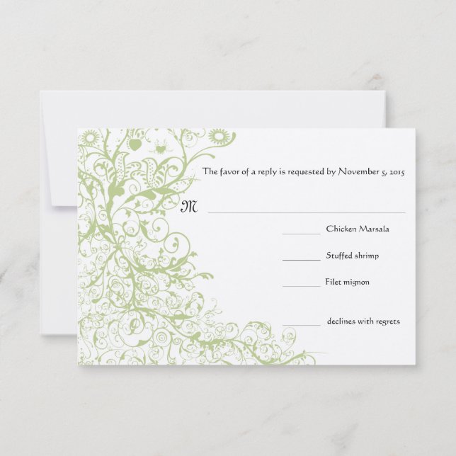 Tarjeta de respuesta RSVP de Birds & Swirls Wedds (Reverso)