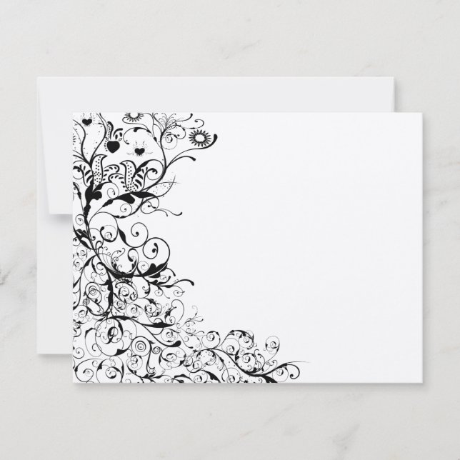 Tarjeta de respuesta RSVP de Birds & Swirls Wedds (Anverso)