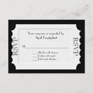 Tarjeta de respuesta RSVP de Black & White Ticket