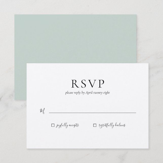 Tarjeta de respuesta RSVP de boda (Anverso / Reverso)