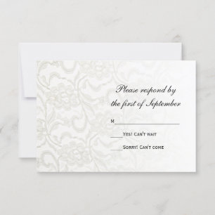 Tarjeta de respuesta RSVP de boda blanca