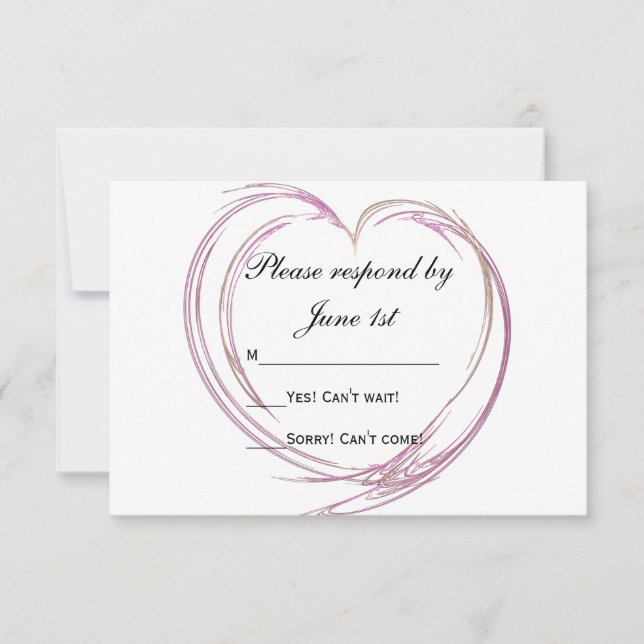 Tarjeta de respuesta RSVP de Boda Cardíaca con Res (Anverso)