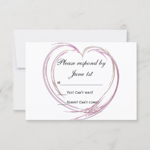 Tarjeta de respuesta RSVP de Boda Cardíaca con Res