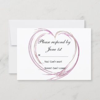 Tarjeta de respuesta RSVP de Boda Cardíaca con Res