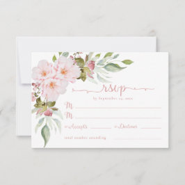 Tarjeta de respuesta RSVP de boda color de agua ro