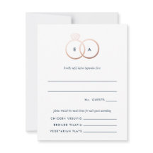 Tarjeta de respuesta RSVP de Boda con Anillos de o