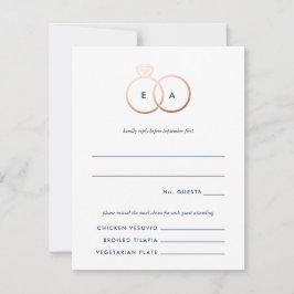 Tarjeta de respuesta RSVP de Boda con Anillos de o