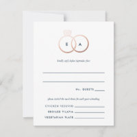 Tarjeta de respuesta RSVP de Boda con Anillos de o