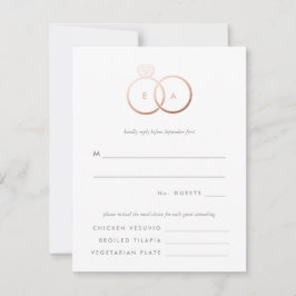 Tarjeta de respuesta RSVP de Boda con Anillos de o