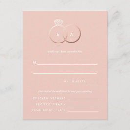 Tarjeta de respuesta RSVP de Boda con Anillos de o