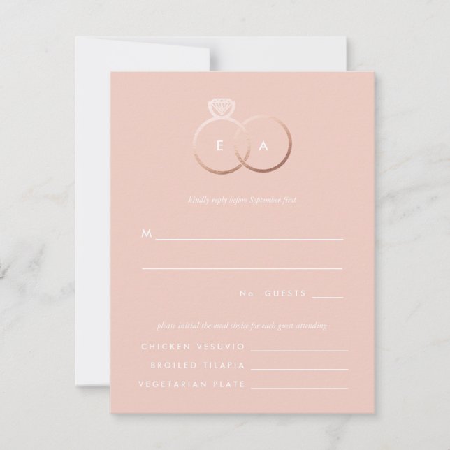 Tarjeta de respuesta RSVP de Boda con Anillos de o