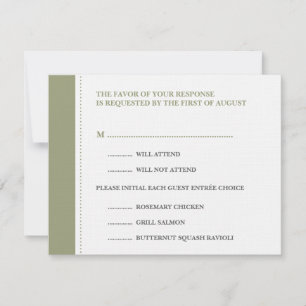 Tarjeta de respuesta RSVP de boda con borde verde