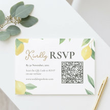 Tarjeta de respuesta RSVP de boda con código QR de