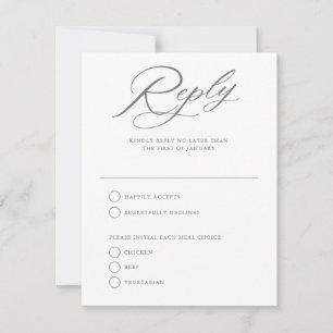 Tarjeta de respuesta RSVP de boda con guión elegan
