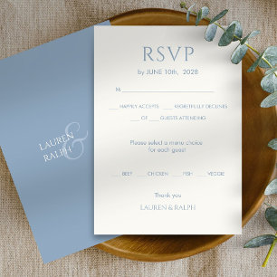 Tarjeta de respuesta RSVP de boda con monograma az