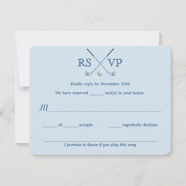Tarjeta de respuesta RSVP de boda con palos de gol (Anverso)