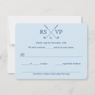 Tarjeta de respuesta RSVP de boda con palos de gol