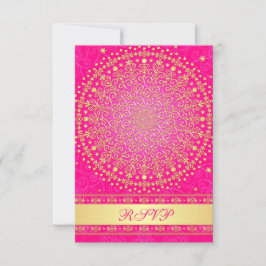 Tarjeta de respuesta RSVP de boda con volutas dora