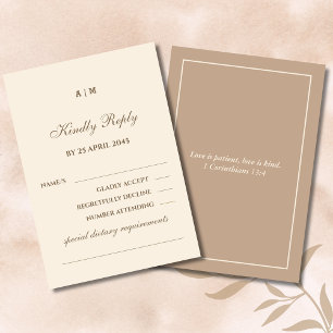 Tarjeta de respuesta RSVP de boda cristiana con mo