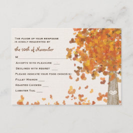 Tarjeta de respuesta RSVP de boda de árbol de Inic